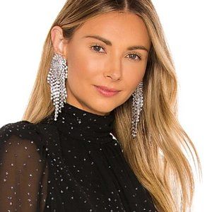 Anthropologie Silver Rhinestone Cascade Earrings